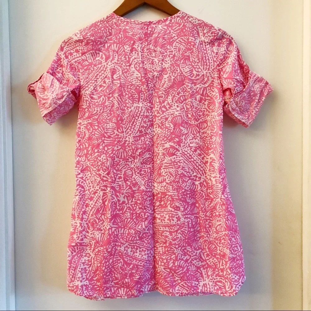 Lilly Pulitzer Atlee Girls Pink Cotton Tunic Dress Size Large